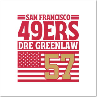 San Francisco 49ERS Greenlaw 57 American Flag Football Posters and Art